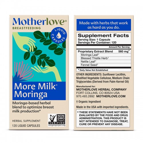 MotherLove More Milk Moringa (60 Capsules / 120 Capsules) | Made in USA | Organic